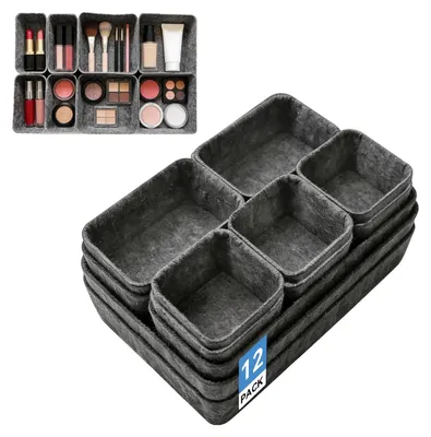 Produktbild von Omgoods – Set mit 12 Schubladeneinteilern in 4 Größen für Kleidung und Accessoires