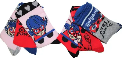 Zdjęcie produktu dla Miraculous Ladybug Girl Power 6er Pack Socken Grau/Rosa 23/26