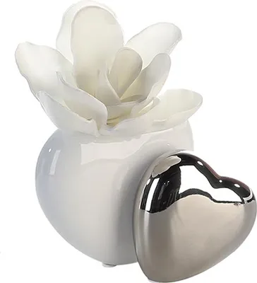 Productafbeelding van Casablanca Vase Hearts weiss/silber,Keramik H.11,5cm  Höhe: 11.50 cm  Breite: 14.50 cm 36958