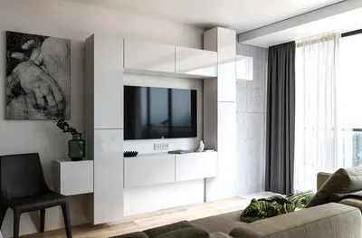 Produktbild von Wohnwand Set mit 10 Schränken, Weiß Hochglanz, modern für das Wohnzimmer, 280 x 155 cm