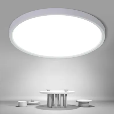 Obrázok produktu pre LED stropné svietidlo Osairous, priemer 40 cm, 36 W, ploché, okrúhle, vodotesné (IP44), 6500 K, 3980 lúmenov, biele svetlo. Vhodné do obývačky, spálne, kúpeľne, kuchyne a chodby. Rozmer: 40 cm, 36 W, 6500 K.