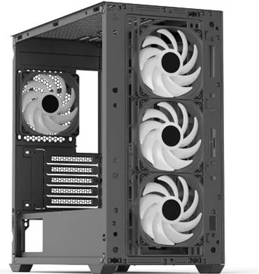 Produktbild von Aerocool D301A, Mini Tower, PC, Schwarz, Holz, micro ATX, Mini-ITX, Acrylnitril-Butadien-Styrol (ABS), SPCC, Gaming