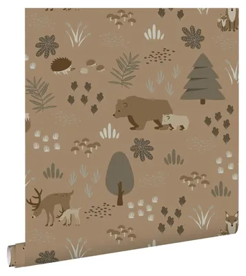 Zdjęcie produktu dla ESTAhome tapeta las ze zwierzętami leśnymi beżowobrązowy 53 cm x 10.05 m
