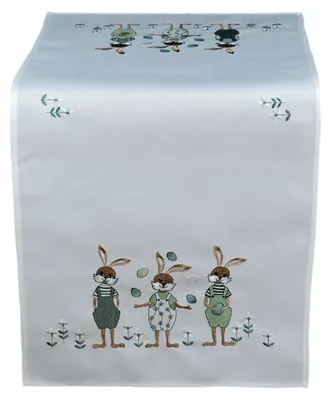 Tafelloper 40x90 cm mit Stickerei Hasenkinder Osterhase