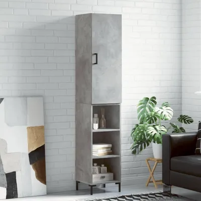 Produktbild von vidaXL Highboard Betongrau 34,5x34x180 cm Holzwerkstoff