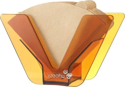 Produktbild von Kaffeefilterhalter mit 100 Stück Filterpapier - Brauner Aufbewahrungsregal für Kaffeefilter