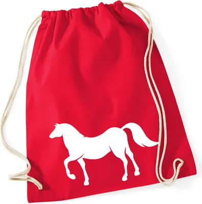 Produktbild von Huuraa Turnbeutel Pferd Silhouette 12 Liter Classic Red Baumwolle Rucksack Geschenkidee