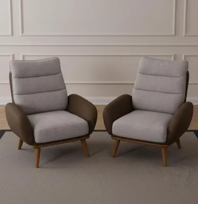 Image de Ensemble de salon moderne gris, bergère design, confortable, minimaliste