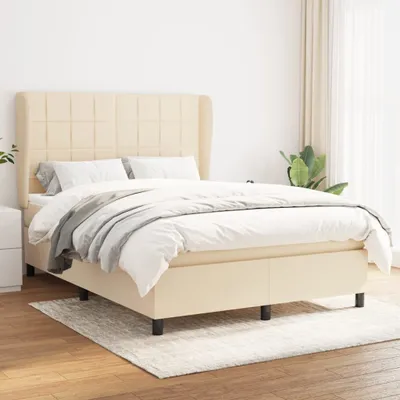 Produktbild von Boxspringbett mit Matratze Creme 140x200 cm Stoff