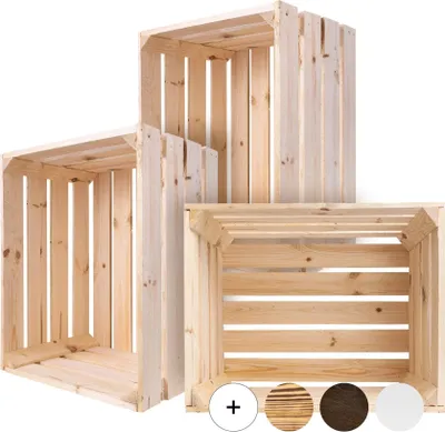Image de Creative Deco Lot de 3 Caisse en Bois 50 x 40 x 30 cm - Caisse Rangement Bois