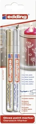 Produktbild von Edding e-751, 2 Stück(e), Gold, Silber, Rundspitze, Gold, Silber, Gold, Silber, Kunststoff