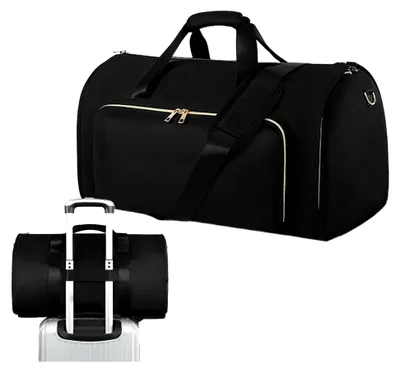 Produktbild von Reisetasche und Kleidersack | 2-in-1 große Herrentasche | Faltbare Reisetasche für Herren und Damen, Schwarz, Uni