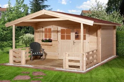 Produktbild von weka Gartenhaus 111 B Gr.1, 28 mm, VDT 200, DT, EF, Farbe:naturbelassen, Dachform:Satteldach