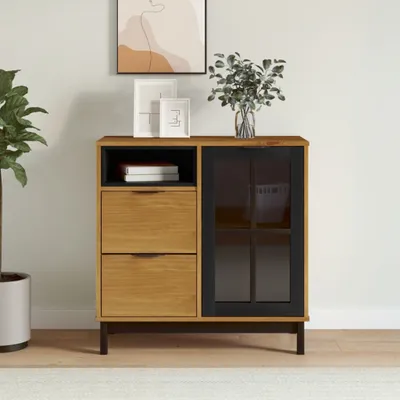 Immagine prodotto di vidaXL Credenza con anta in vetro FLAM 80x40x80 cm in legno di pino massiccio