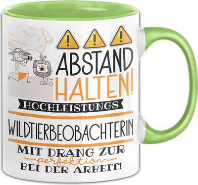Produktbild von Wildtierbeobachterin Tasse Geschenk Lustig Abstand Halten Hochleistungs-Wildtierbeobachterin Mit Drang Zur Perfektion Bei Der Arbeit (Grün)