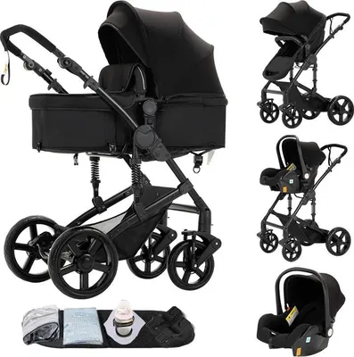 Image de Siège bébé, système 3 en 1, pliage compact, noir