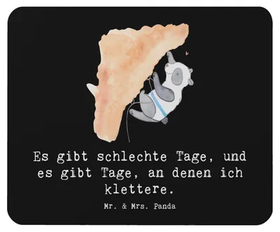 Produktbild von Mr. & Mrs. Panda Mauspad Panda Klettern - Schwarz - Geschenk, Bouldern, mousematte, Mouse Pad, Mousepad, Kletterhalle, laptop, mausteppich, Klettersport