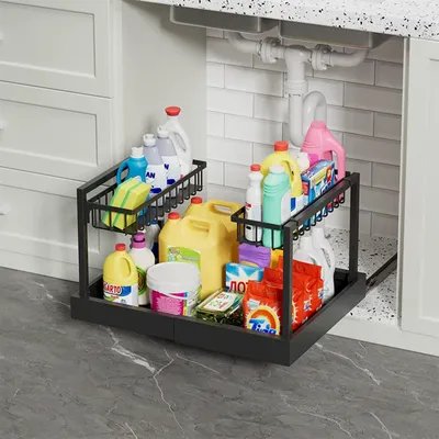Ausziehbarer Spülkastenorganizer 2 Etagen 32-52 cm