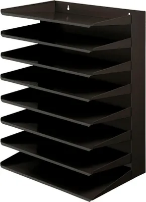 Produktbild von Sortierregal aus Metall mit 8 Fächern | HxBxT 50x38x25cm | Bis DIN A4-Format | Schwarz