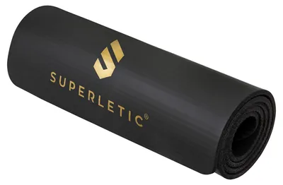 Produktbild von SUPERLETIC Yogamatte & Gymnastikmatte - 0.8/1.0/1.5 cm Dicke,Sportmatte Rutschfest mit Tragegurt, Hautfreundliche Fitnessmatte & Trainingsmatte,Bequem für Muskelkraft, Pilates, schwarz oder grün Farbe