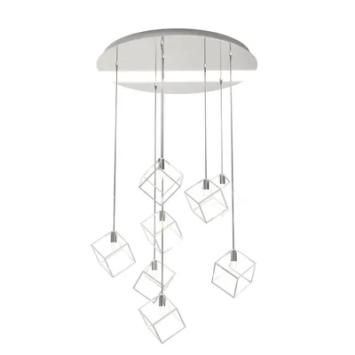 Image de Cadre Suspension Moderne Métal Chromé 8 Lumières G9