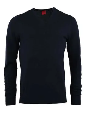 Produktbild von OLYMP Level Five Body Fit Pullover L V-Ausschnitt Merino/Seide dunkelblau, Größe:Large