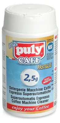 Obrázok produktu pre Puly Caff Plus – čistiaci prostriedok na kávovary, 150 g – plechovka s 60 tabletami po 2,5 g