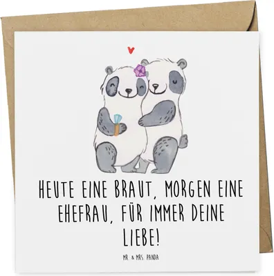 Produktbild von Mr. & Mrs. Panda Klappkarte Braut Liebe - Weiß - Geschenk, doppelkarte, Glückwunschkarte, Hochzeitstag, Hochzeitsaccessoires, Geschenke, anlasskarte, faltkarte, Heirat