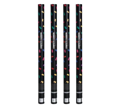 Imagen del producto de Cañón de confeti de 80 cm, de colores, para fiestas, bodas, cumpleaños, eventos, Año Nuevo, Carnaval. Lanza confeti hasta una altura de 8 metros. Tamaño: 4 cañones de confeti. Cantidad: 4 unidades