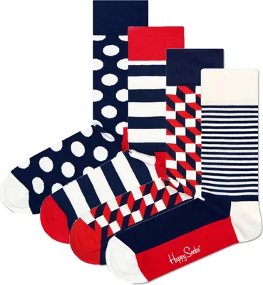 Produktbild von Happy Socks Big Dot Gift Box - Regular 4 páry ponožek 4 páry barevných ponožek v dárkové krabičce, každý pár má směs různých barev, pletené z česané bavlny