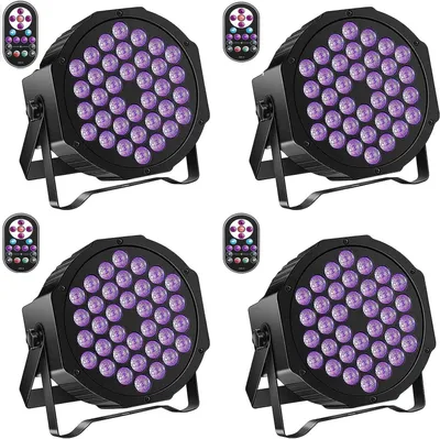 Obrázok produktu pre Sada UV LED reflektorov – UV lampa – UV reflektory – svetelné efekty pre DJ – diskotéková lampa – 4 kusy