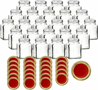 Produktbild von Famanu Set von 24 kleinen Einmachgläsern 314 ml mit Schraubdeckel - Ideal zum Einmachen und Aufbewahren