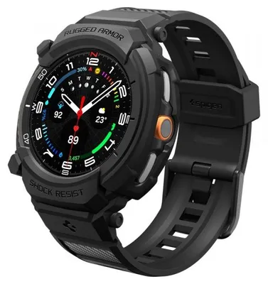 Produktbild von Spigen Rugged Armor Pro, Gehäuse + Band, Smartwatch, Schwarz, Samsung, Watch 8 Classic (46mm), Thermoplastische Polyurethane (TPU)