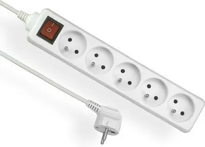 Produktbild von Verlängerungskabel mit Erdung und Schalter, 5-fach, weiß, 5m, OMY 3x1, Elgotech EPS-505W