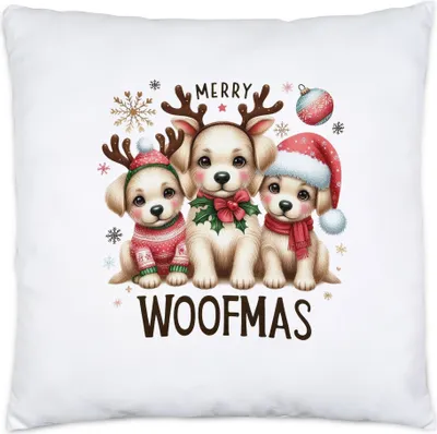 Produktbild von Merry Woofmas Lustiges Hundemotiv Kissen Geschenkidee witziges Design Weihnachten