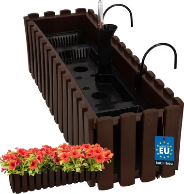 Immagine prodotto di KOTARBAU® Fioriera da Esterno Vaso per Piante Autoirrigante 58 x 18 x 16 cm Marrone Fioriera da Balcone Vaso Rettangolare da Esterno in Plastica