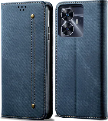 Produktbild von Realme C55 Hülle, Leder Brieftasche Flip Bookstyle Schutzhülle mit Standfunktion für Realme C55 Blau