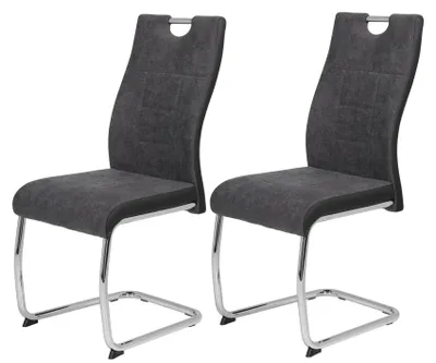 Imagen del producto de Juego de 2 sillas con respaldo reclinable, tapizadas en tela color antracita