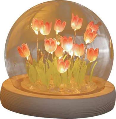 Produktbild von Tulpen-Nachtlicht zum Selbermachen, Tulpenlampe mit Glasabdeckung, Stimmungslicht,Eleganz:usb