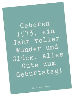Produktbild von Mr. & Mrs. Panda Postkarte Spruch 1973 Geburtstag - Meeresbrise - Geschenk, liebevoll gestaltet, Geburtstagsgeschenk, Postkarten, Grußkarte, Glückwunsch, Fotokarte
