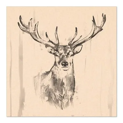 Produktbild von 200 Servietten, 3-lagig 1/4-Falz 33 cm x 33 cm natur Deer aus recyceltem Papier