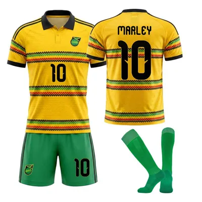 Zdjęcie produktu dla #10 MARLEY Koszulka piłkarska na Mistrzostwa Świata 2026, domowa reprezentacja Jamajki, dla dzieci i dorosłych ROZMIAR:L