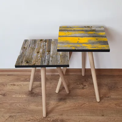 Obrázok produktu pre Skye Decor, 2Shp478 - Hnedý, konferenčný stolík (2 kusy), hnedá farba, 100 % MDF, 35 x 35 x 47 cm