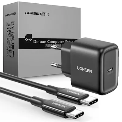 Obrázok produktu pre Ugreen Usb Nabíjačka Typu C 25W + Usb Kábel Typu C 2M Čierna (50581)