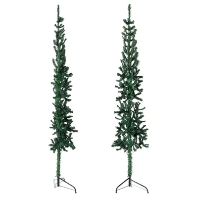 Immagine prodotto di Maison Exclusive - Albero di Natale artificiale a metà, con supporto, forma slanciata, colore verde, altezza 240 cm