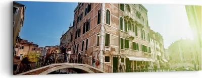 Produktbild von Bild auf Leinwand - Leinwandbild - Kanal Wasser Venedig Haus - 90x30cm - Wand Bild - Wanddeko - Leinwanddruck - Bilder - Kunstdruck - Wanddekoration - Leinwand bilder - Wandkunst - AB90x30-2725