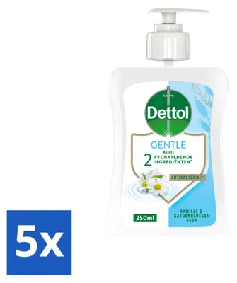 Produktbild von 5 x Dettol Handseife Gentle - Kamille & Baumwollblüte - 250 ml - Vorteilspackung - 5 Stücke