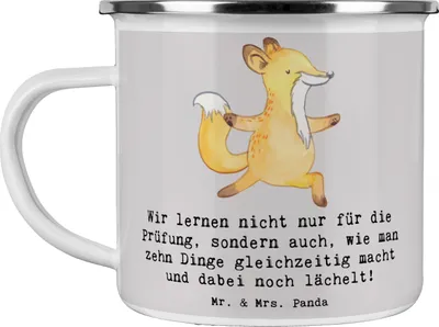 Produktbild von Mr. & Mrs. Panda Teetasse Auszubildende Lächeln - Grau Pastell - Geschenk, Beruf, Teebecher, Outdoor Becher, Berufsleben, Ausbildung, Multitasking, Pott, Emaille Tasse