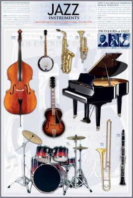 Image de Educational - Enseignement - Affiches - Jazz Instruments + 1 paquet de tesa Powerstrips® - Contenu 20 pièces