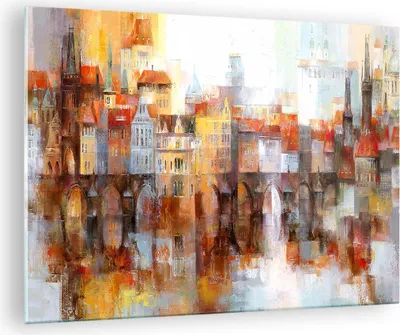 Produktbild von Bilder auf glas - Stadt Mietshaus - 70x50cm - Glasbilder - Wandbilder - Kunstdruck - zum Aufhängen bereit - Wanddekoration aus Glas - Glas Bilder - Wandbild auf Glas - Einteilig - GAA70x50-3476